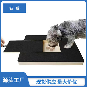 Wooden Dog <b>Scratching</b> <b>Post</b> With Sandpaper Nail Grinder Food Box Play Area For Dogs Training Toy - Product Image 5