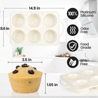 Moule à cupcakes en silicone jumbo SILIKOLOVE Factory Beige 6 tasses LFGB antiadhésif sans BPA avec cadre renforcé en métal