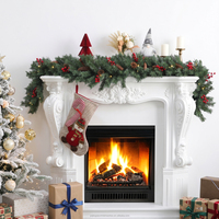 Guirlande de fleurs artificielles en PVC/PE, baies, ignifuge, écologique, faite à la main, décoration de Noël moderne pour l'extérieur, ampoule jaune