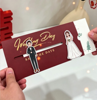 Invitaciones de Boda Deslizantes con Diseño Moderno, Tarjetas Personalizadas con Patrón Personalizado, Papel Impreso con Serigrafía, Regalos de Boda