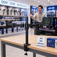 Nouveau support de moniteur autoportant réglable sur mesure 17-32 pouces, robuste, en fer recouvert de plastique, support de moniteur VESA, gestion des câbles