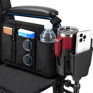 Heavy Duty Organizer Storage for Wheelchair Rollator Walkers Power <b>Wheel</b> <b>Chairs</b> Arm Rest Pouch Wheelchair Carry Bag Set - Product Image 1