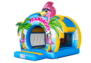 Château gonflable <span class=keywords><strong>commercial</strong></span> en PVC sur le thème des flamants roses, combo toboggan et aire de jeux pour enfants, parc d'aventure, garderie, extérieur - Product Image 6