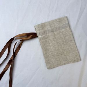 Wholesale Cheap Small Jute <b>Drawstring</b> Gift <b>Pouch</b> Customized Eco-friendly Packaging <b>Pouch</b> Bag Jute Fabric Bag With Silk Ribbon - Product Image 2