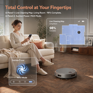 Robot aspirateur intelligent, contrôle par application, ultra-plat, anti-chute, aspiration puissante, recharge automatique, robot de nettoyage domestique - Product Image 5