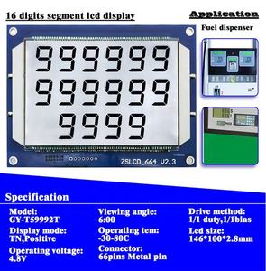Kích thước lớn màn hình đơn sắc <span class=keywords><strong>16</strong></span> chữ số nhiên liệu Dispenser LCD hiển thị tùy chỉnh TN đoạn LCD transmissive tích cực 6 giờ - Product Image 5