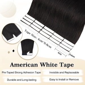 Extensiones de Cabello Humano Remy Chino 100% al por Mayor, con Cinta Invisible, Doble Trama, Suaves, Sin Caída, Color Oscuro, Liso Natural. - Product Image 4