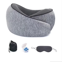 Élégant nouvel oreiller de cou de voyage en forme de U en mousse à mémoire de forme réglable fournit un soutien de la tête et du menton gris noir