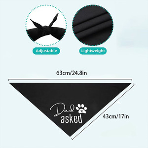 Dog Bandanas Wedding Gift Personalized Black And White Triangular Scarf For Pets - Product Image 3