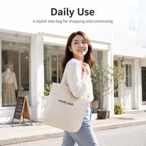 Custom Logo Durable Canvas Tote <b>Bag</b> Reusable Shopping <b>Bag</b> With Reinforced Handles Inner Lining Multiple <b>Sizes</b> And Colors - Product Image 3