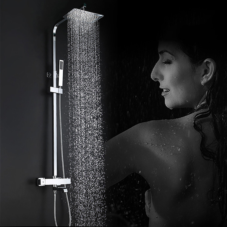 Carré Ensemble de Douche de Pluie de Bain Thermostatique Colonne De Douche Robinet