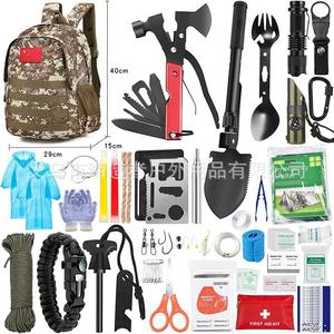 Kit de Supervivencia S, Equipo de Emergencia para Exteriores, Mochila de Camuflaje Gris Desierto de 40 cm, Herramientas de Supervivencia Impermeables para Acampar y Hacer Senderismo - Product Image 1