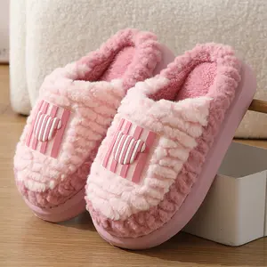 Hoge Kwaliteit Home Slippers Warme Pluizige Pluche Slippers Schoenen Pluche Unisex Warm Indoor Katoenen Slippers Voor Vrouwen Nieuwe Stijl