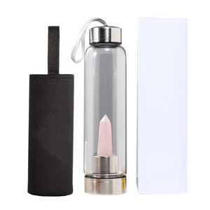 Bottiglia per Infusione di Cristallo di Quarzo Naturale <span class=keywords><strong>Gaia</strong></span> Aura - Flacone in Vetro Borosilicato da 550ml per Yoga, Meditazione e Guarigione dell'Anima - Product Image 2