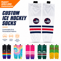 Chaussettes de hockey sur glace personnalisées imprimées, 100% polyester, impression par transfert thermique, 220g, nom d'équipe personnalisé, délai de livraison le plus rapide