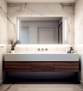 Sang trọng bằng gỗ Bảng điều chỉnh phòng tắm Vanity nội thất tủ với gương rử<span class=keywords><strong>a</strong></span> lưu vực cho khách sạn phòng tắm - Product Image 2