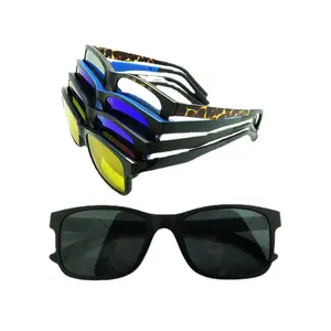 Gafas de sol directas del fabricante, gafas de doble propósito magnéticas TR90, juego de clip polarizador de espejo debajo del marco del gancho 8001