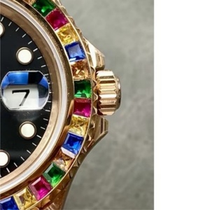 Top-quality fashion colored diamond-<b>set</b> luxurious mechanical <b>watch</b> with a stainless steel round dial and calendar function <b>watch</b> - Product Image 2