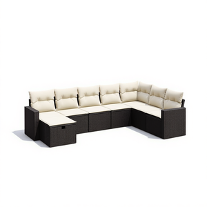 Conjunto de Sofás Modulares de Jardín en Poliratán Negro, Muebles Elegantes para Exteriores con Cojines de Espuma de Alta Densidad - Product Image 1
