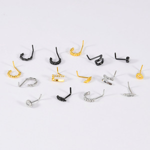 Nouveau anneau de <span class=keywords><strong>nez</strong></span> torsadé en acier inoxydable avec zircon CZ, forme en L, chaîne de <span class=keywords><strong>piercing</strong></span> de <span class=keywords><strong>nez</strong></span>, bijoux à la mode - Product Image 4