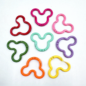 Llavero de aleación de zinc con diseño de Mickey pintado con spray, colorido, con cierre de resorte, arcoíris, accesorio de joyería DIY - Product Image 2