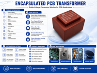 Transformateur encapsulé sur circuit imprimé 230V 1VA-10VA 50/60Hz pour appareils électroménagers intelligents et contrôle des capteurs