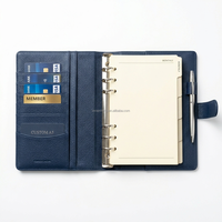 Carnet de notes A5 en cuir personnalisé avec logo en relief, organiseur rechargeable à 6 trous avec porte-cartes et attache stylo, agenda professionnel