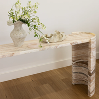 KUMUSI FURNITURE Table console moderne en marbre naturel pour la décoration de l'appartement et de la maison