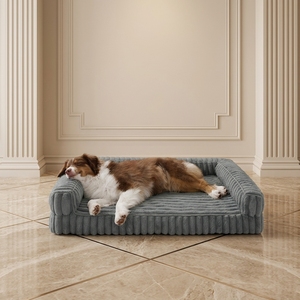Tempat Tidur Hewan Peliharaan Dalam Ruangan Musim Dingin Mewah Ramah Lingkungan Berbahan Bulu Kelinci Modern, Bentuk Persegi Panjang, Empuk, Ortopedi, Dapat Dilepas - Product Image 1