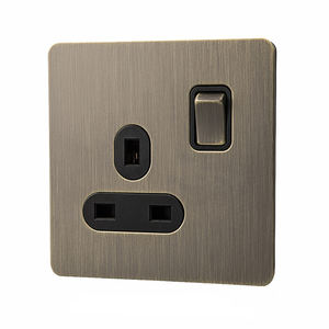 Langyao कांस्य ब्रश स्टेनलेस स्टील पैनल 1/<span class=keywords><strong>2</strong></span>/3/4 गिरोह स्विच रेट्रो होम सजावट दीवार बटन यूके सॉकेट प्रकार c + usb - Product Image 4