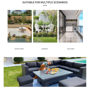 Waterproof Modern Design Rattan L-<strong>Shape</strong> <strong>All</strong>-Weather Garden <strong>Sofa</strong> <strong>Set</strong> for Courtyard Hotel &amp; Park Use Powder Coated Metal Frame - Product Image 3