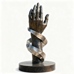 Banda con Mensaje Personalizado, Escultura de Mano de Buda, Regalo Personalizado, Escultura Artística Figurativa de Acero Inoxidable - Product Image 3