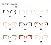 Conception populaire oeil de chat demi-monture Anti lumière bleue lunettes cadre rétro tendance lunettes lunettes femmes