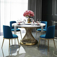 Ensemble de table à manger en cuir et pieds métalliques, style européen et moderne, de luxe