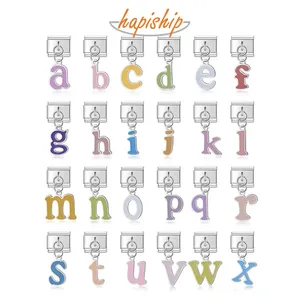 Hapiship 2024 ผู้หญิงหญิงสีภาษาอังกฤษA-Z 26 ตัวอักษรCharmภาษาอิตาลีLinks Fit 9 มม.สร้อยข้อมือสแตนเลสเครื่องประดับDJ865 - Product Image 1