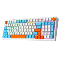 Keyboard RGB Tiga Mode dengan Lampu Latar 98-Tombol Nirkabel Profesional untuk Gaming dan Kantor dengan Pencahayaan Berwarna-warni