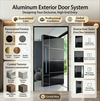 Porte d'entrée moderne personnalisable en aluminium forgé et en acier polymère pour maison villa porte d'entrée pivotante de sécurité antivol pour