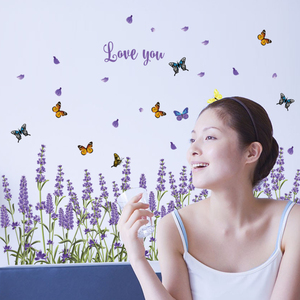 Adesivi Viola Lavanda per Camera da Donna, Farfalle Colorate, Decorazione Murale '<span class=keywords><strong>Ti</strong></span> <span class=keywords><strong>Amo</strong></span>', Carta da Parati Romantica per Camera da Letto - Product Image 3