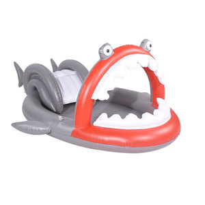 Piscine gonflable avec toboggan en forme de requin, équipement de jeu extérieur en PVC pour enfants, usage domestique - Product Image 1