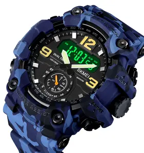 Precio barato azul del reloj Skmei al por mayor Relojes hombres más tiempo reloj deportivo Digital analógico reloj de plástico
