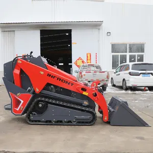 Free Shipping 1ton 1000kg Infront China Skidsteer Dingo Stand On Attachments Mini Crawler Skid Steer Loader With Track