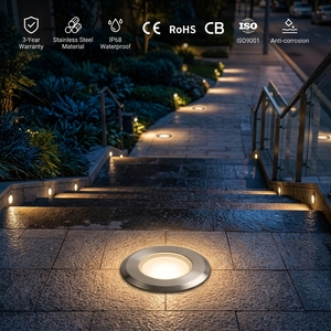 ไฟ LED ใต้ดินสแตนเลสกันน้ำ IP68 สำหรับสวนภายนอกอาคาร แรงดันต่ำ 12V/24V แบบฝังพื้นสำหรับสระว่ายน้ำ - Product Image 1