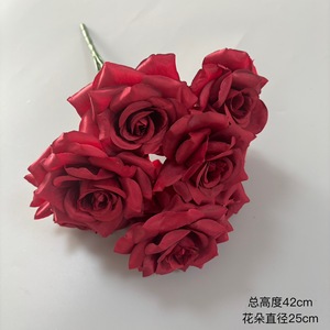 Fleurs artificielles Pingping, bouquet de roses diamant à 9 têtes, fleurs en soie, décoration de mariage, sans feuilles, toucher réel - Product Image 2