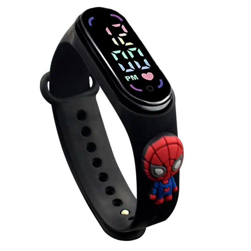 Jam tangan Led M7 anak, jam tangan digital Super Hero Spiderman, gelang Stitch Hewan mi anak-anak