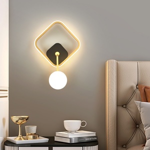 โคมไฟติดผนังข้างเตียงทรงค้อนวงกลมสีดำแบบคลาสสิกมินิมอลโคมไฟผนังพื้นหลัง LED สำหรับห้องนอนห้องนั่งเล่น - Product Image 3