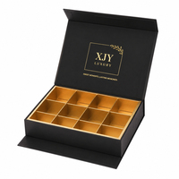 Boîtes cadeaux pliables à fermeture magnétique XJY, luxe, couleur noir et or, pour macarons et chocolats.