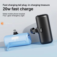 Batterie externe universelle Type-C à charge rapide 10W, ultra-fine, en ABS, Li-Polymère, 5000Ah, mini-capsule haute capacité, dernière version TikTok 2025