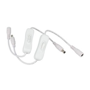 2 pz interruttore bianco On/Off con cavo presa femmina e spina maschio JACK DC 5.5mm X 2.1mm per alimentazione