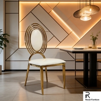 Chaise de salle à manger haut de gamme en acier inoxydable à dossier multi-cercles, idéale pour les mariages et événements – Meilleure vente