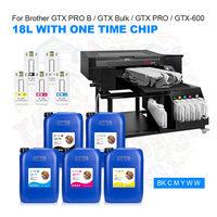 Tinta Premium 18L untuk Printer Brother GTX Bulk GTX Pro B GTX-600 GTX Pro DTG dengan Chip, Tinta Pigment Tekstil DTG Bulk